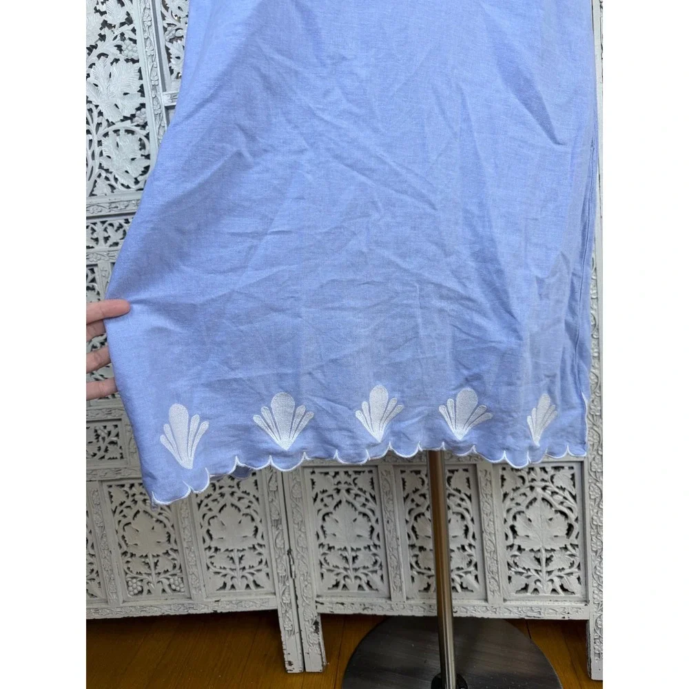Calypso St Barth Blue Linen Blend Sleeveless Dress Womens Medium Resort Coastal - Picture 2 of 8